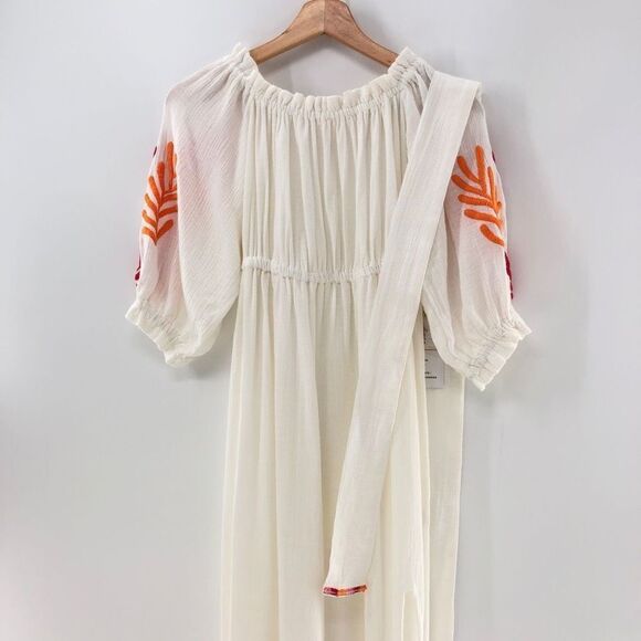 Sundress Poly Dress in Tulum White & Mix Red Embroideries - Picture 9 of 9